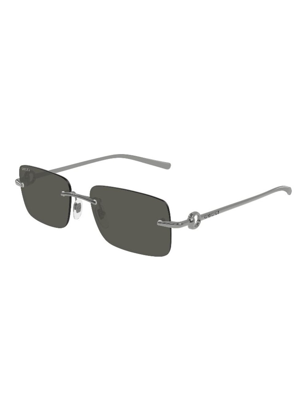 New Gucci Men's Sunglasses Silver Square Grey Lens Metal Frame GG1703S 001 55